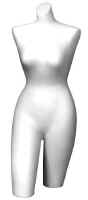 Miss size torso form is great for displaying bathing suits and lingerie.  Available in black, white or fleshtone colors.