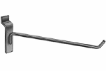 Thinline slatwall hook is available in a chrome finish in 6 lengths.