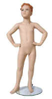 Size four (4) male child mannequin with tempered glass base included.