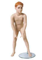 This male child mannequin is size 6 and stands 47 inches tall.  Tempered glass base is included in price.