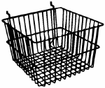 Deep wire slatwall basket is perfect for displaying light to medium packaged or loose goods.  