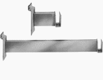 Slatwall bracket for rectangular tubing in 3 inch and 12 inch sizes.
